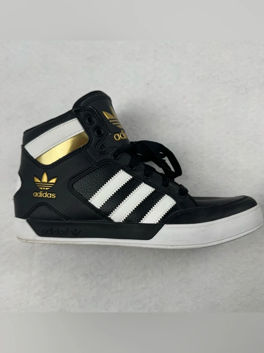Adidas Originals Black White Gold High Top Sneakers Size 8.5 - Picture 4 of 9